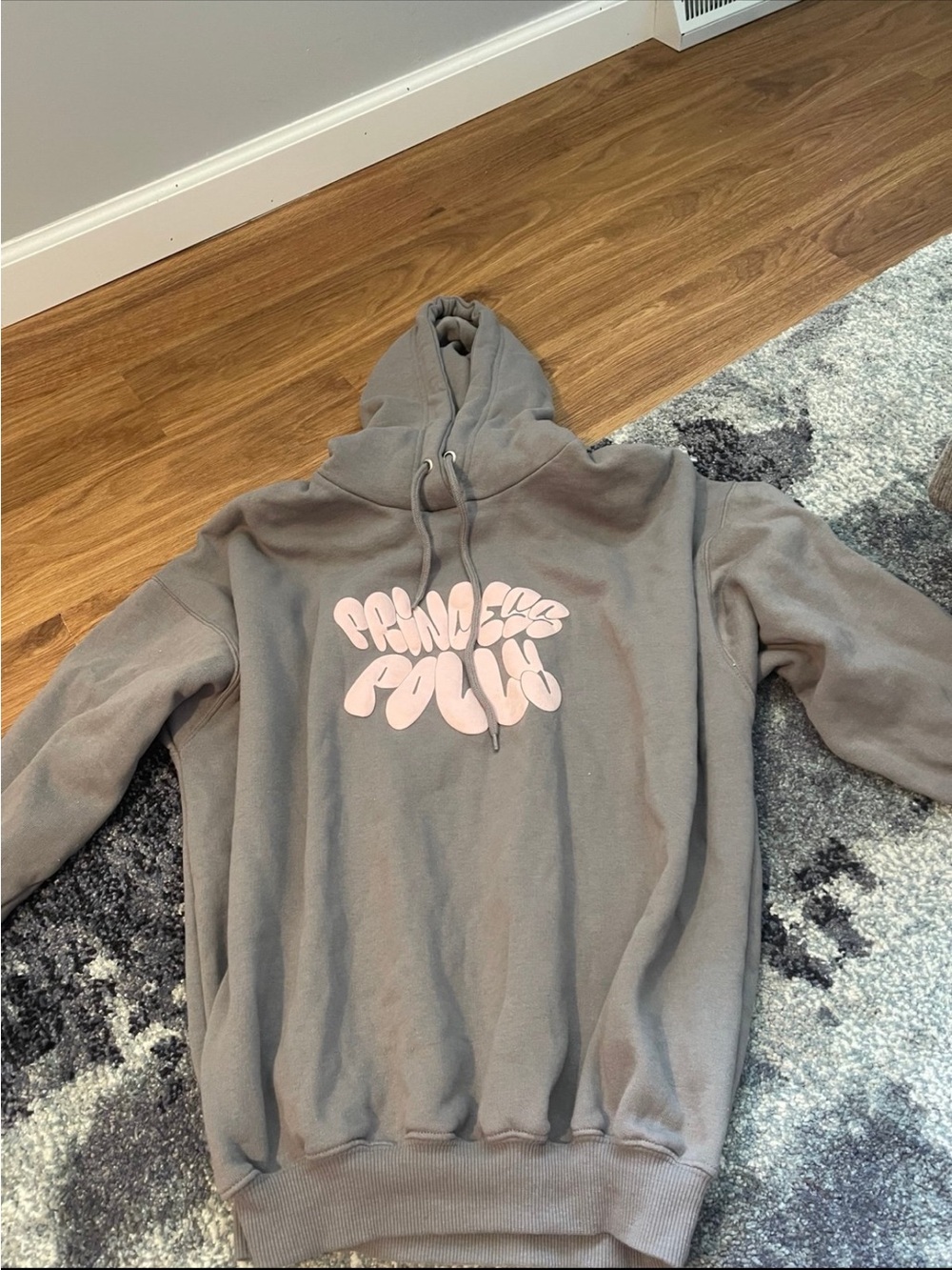Princess Polly Gray Hoodie with Pink Graphic